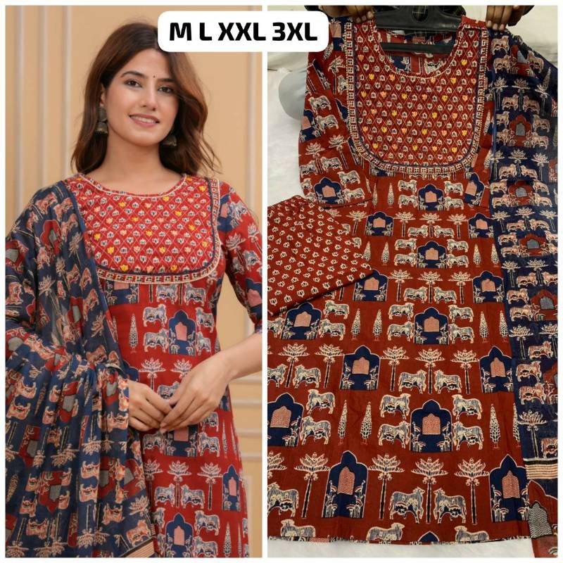 Elegant Handwork Straight Suit Set (3PCS)