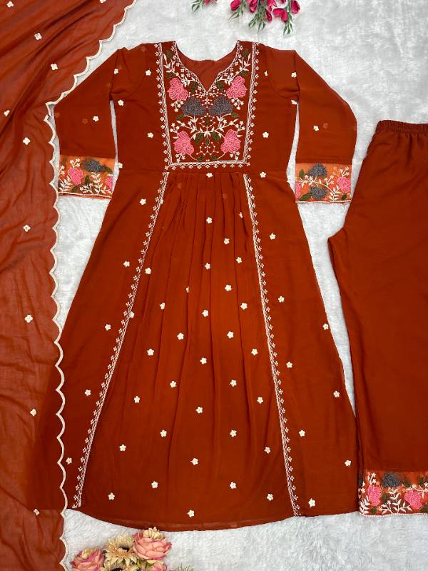 Designer Party Wear Top, Pant, and Fancy Dupatta with Intricate Embroidery