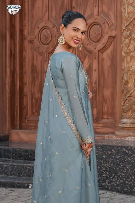 Premium Heavy Vichitra Silk Kurti Set – Fully Stitched 3-Piece Embroidered Suit