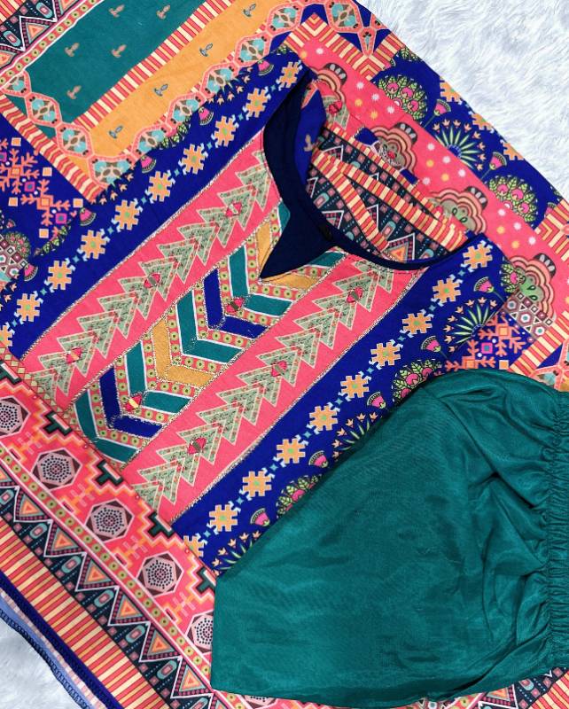 Premium Muslin Pakistani Type Suit Set Top to Bottom Handwork And Printed Dupatta