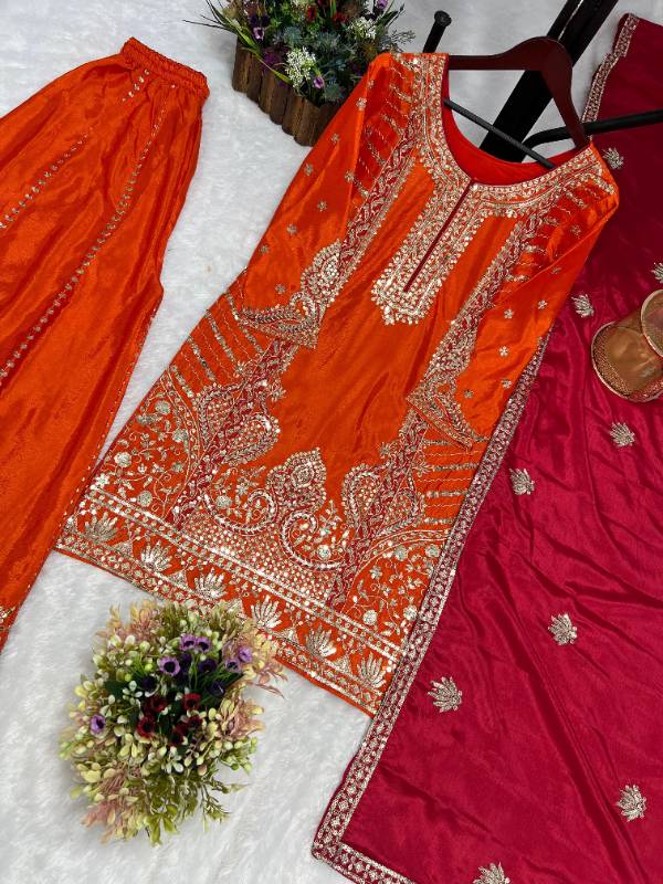 LAUNCHING NEW TRADITIONAL COLLECTION  3-Piece Fancy Kurti Set with Palazzo and Beautiful Dupatta