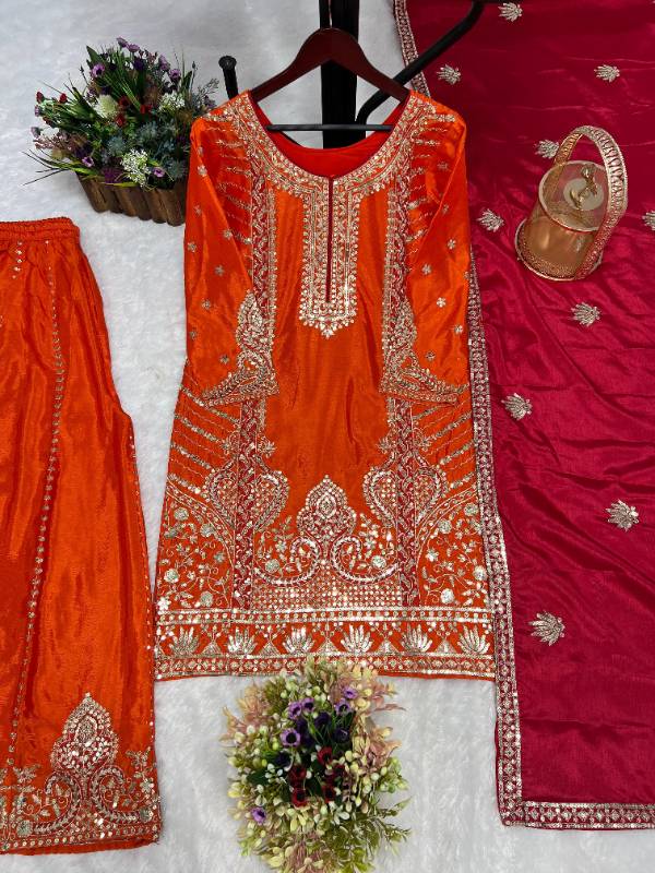 LAUNCHING NEW TRADITIONAL COLLECTION  3-Piece Fancy Kurti Set with Palazzo and Beautiful Dupatta