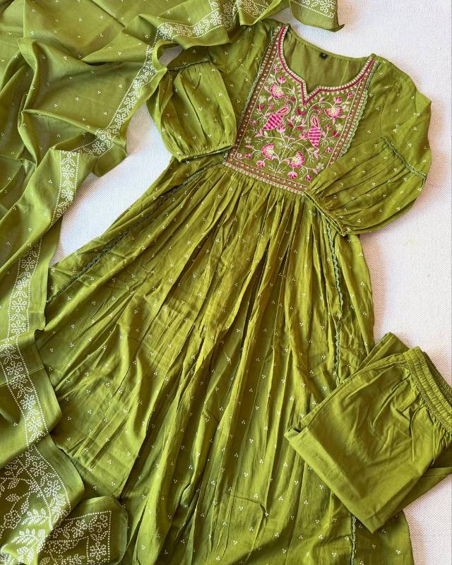 Beautiful Mul Cotton 3-Piece Suit Set - Kurti, Pant & Dupatta