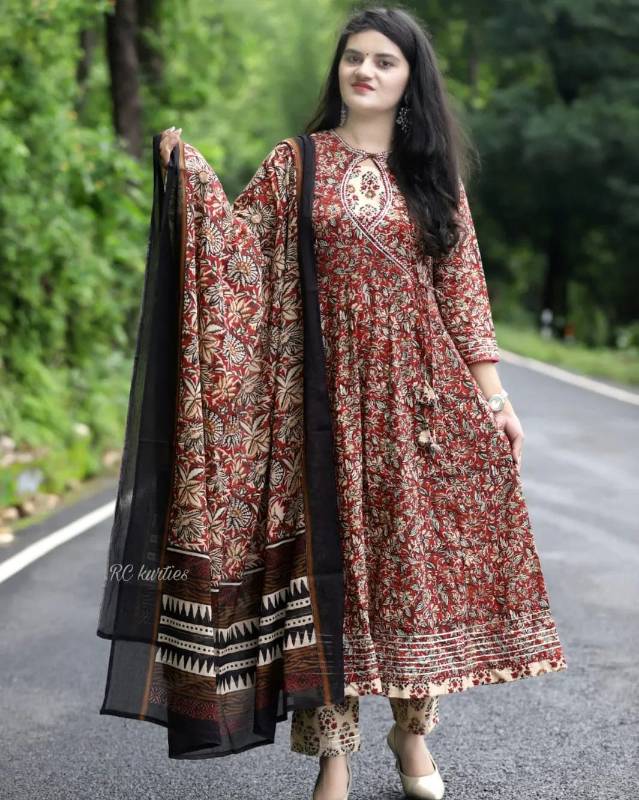 Festival Special Premium Cotton Anarkali Set with Gota Detailing