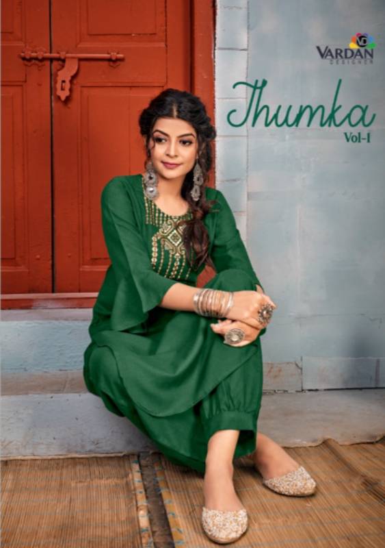 Elegant Rayon Kurti & Pant Set with Embroidery Work