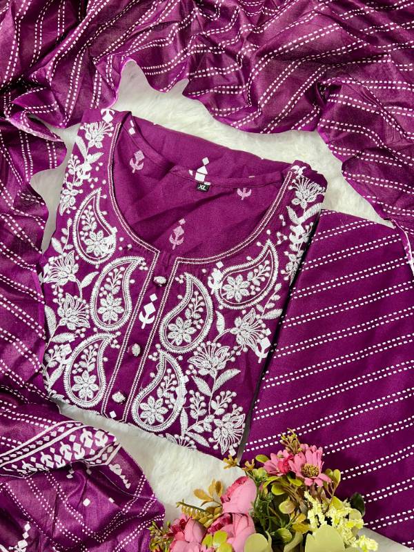 thereal Elegance Pure Cotton Ethnic Set - Embroidered Kurti, Pant, and Dupatta