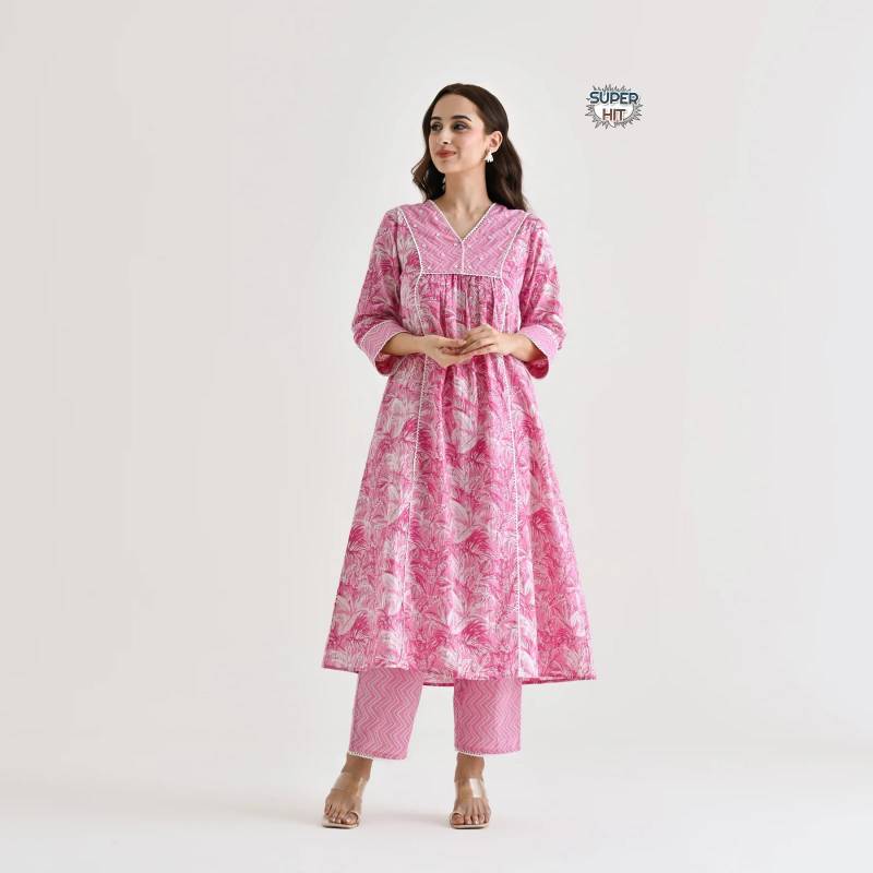 Premium Heavy Rayon Slub Kurti Set with Hand Embroidery & Zari Weaving