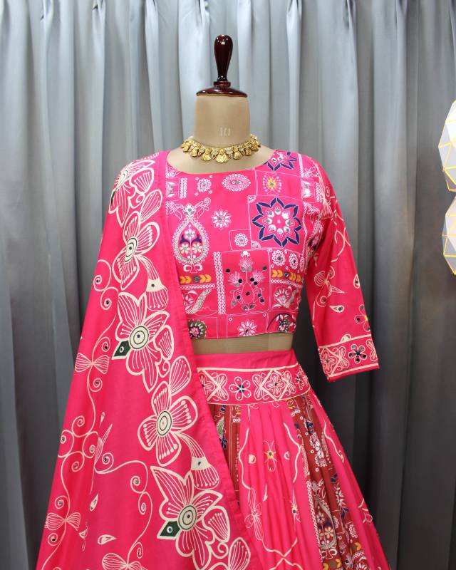 Navratri Special Lehenga Choli Set | SF-1509 | Muslin Cotton with Real Mirror Work & Digital Print | ₹2199