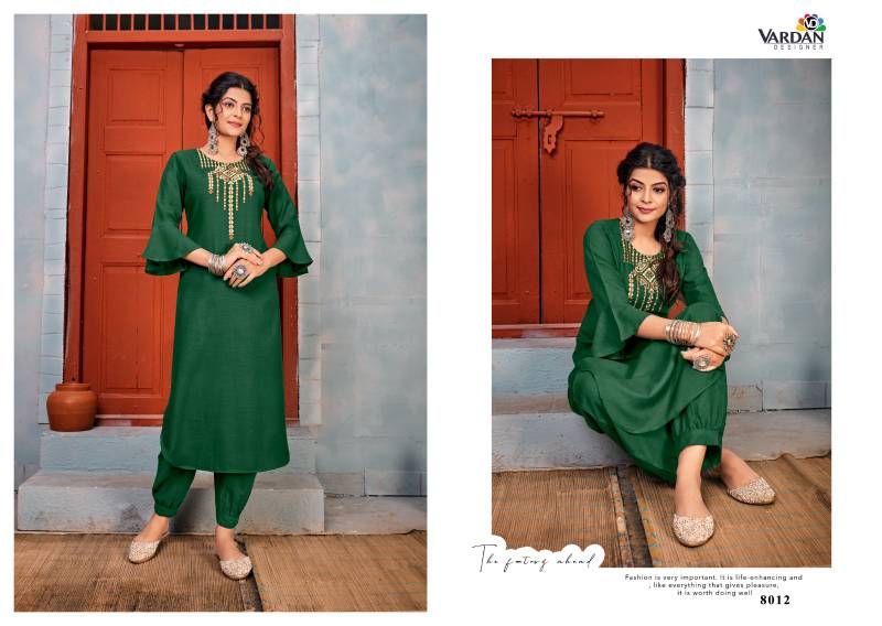 Elegant Rayon Kurti & Pant Set with Embroidery Work