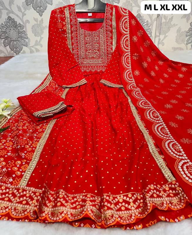 Elegant Rayon Naira Cut Kurti Set with Heavy Embroidery & Lace Work | Includes Pant & Printed Dupatta