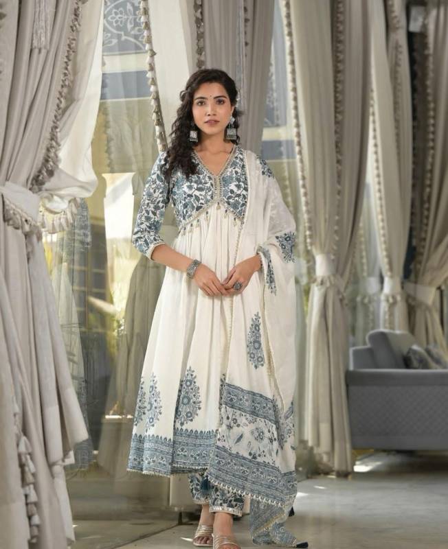Festive Alia-Style Cotton Suit Set for a Cool & Stylish Look