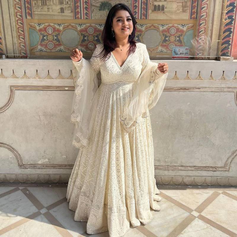 ZB-Series New Designer Party Gown with Pant & Dupatta Set - Fully Stitched