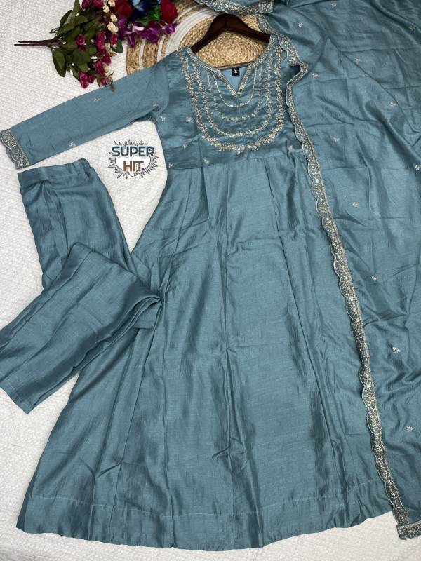 Premium Heavy Vichitra Silk Kurti Set – Fully Stitched 3-Piece Embroidered Suit