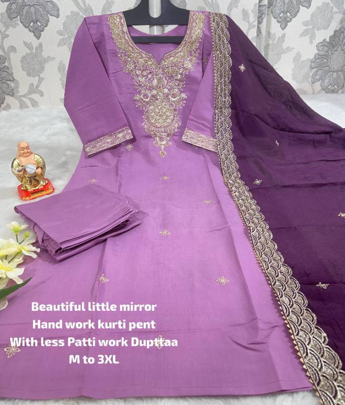 Hand Work Kurti with Dupatta & Pant Set