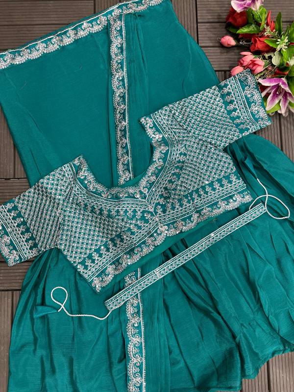 HB-183 Designer Party Wear Lehenga Saree Set with Embroidered Blouse & Dupatta