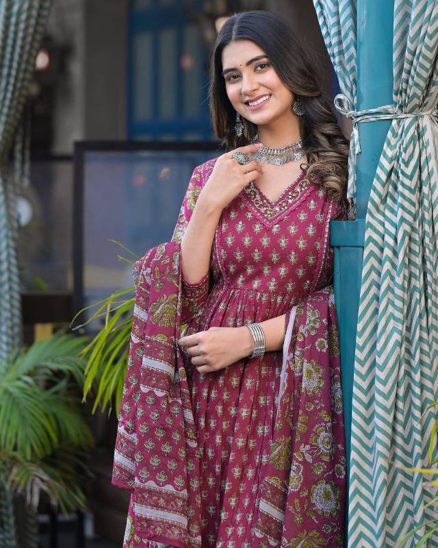 Ajrakh Print Cotton Kurti Pent With Dupatta