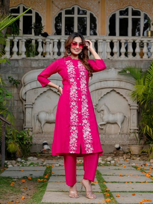 Vatican Co-ord Set – Embroidered V-Neck Design | Fully Stitched