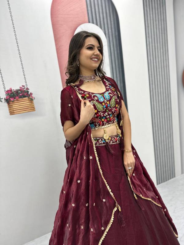 Premium Fendy Embroidered Lehenga Choli with Shrug Dupatta
