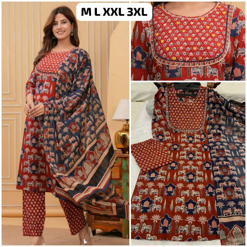 Elegant Handwork Straight Suit Set (3PCS)