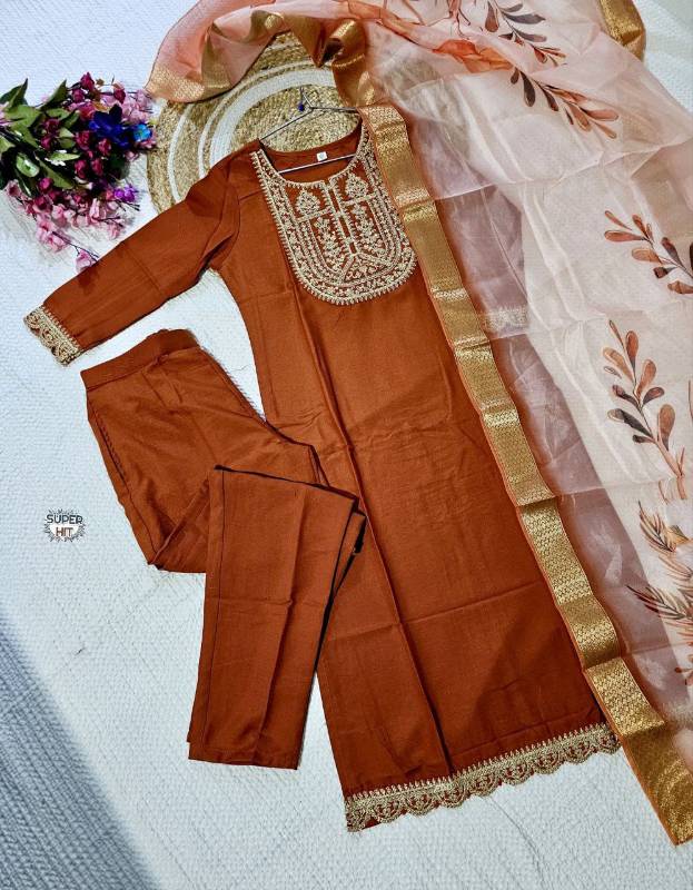 Premium Fully Stitched Heavy Kurti Set – Elegant Hand Embroidery & Zari Work
