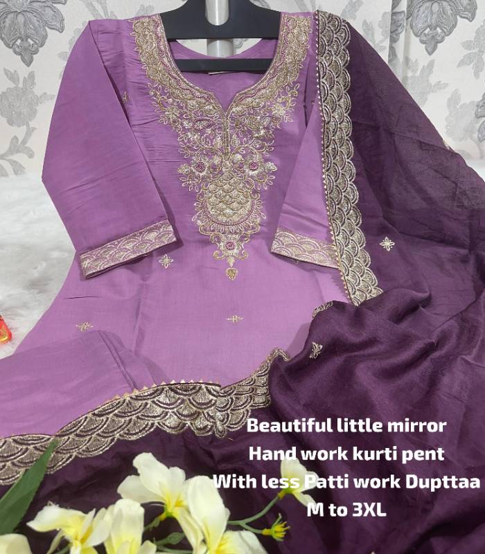 Hand Work Kurti with Dupatta & Pant Set