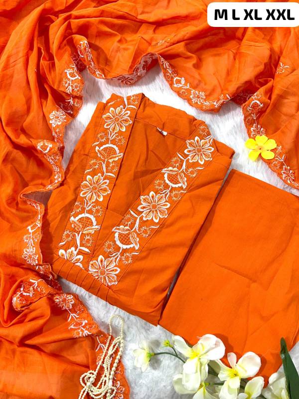 Exquisite Full Anarkali 3-Piece Pure Cotton Embroidered Suit with Dupatta