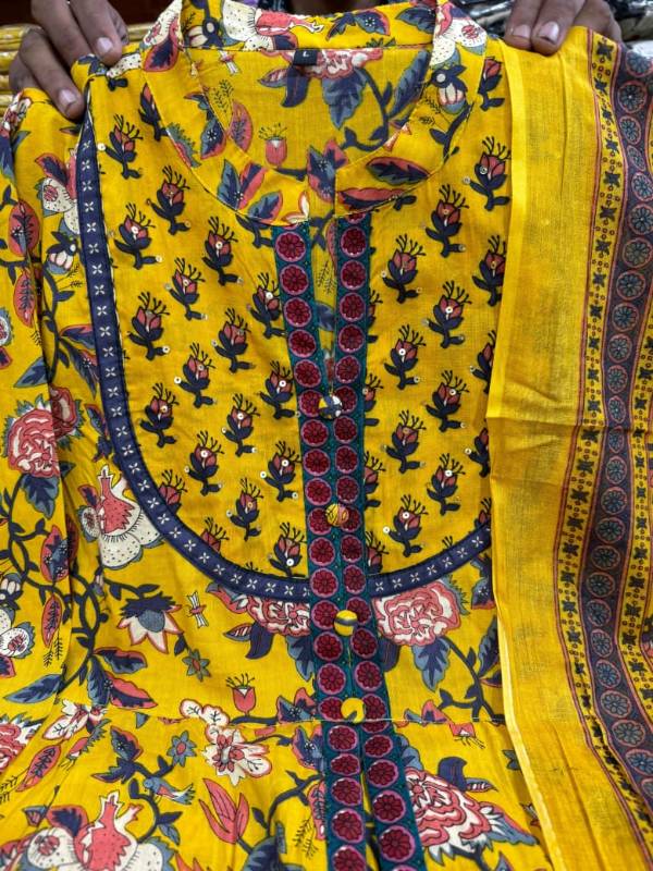Cotton Anarkali Kurti Pent With Dupatta