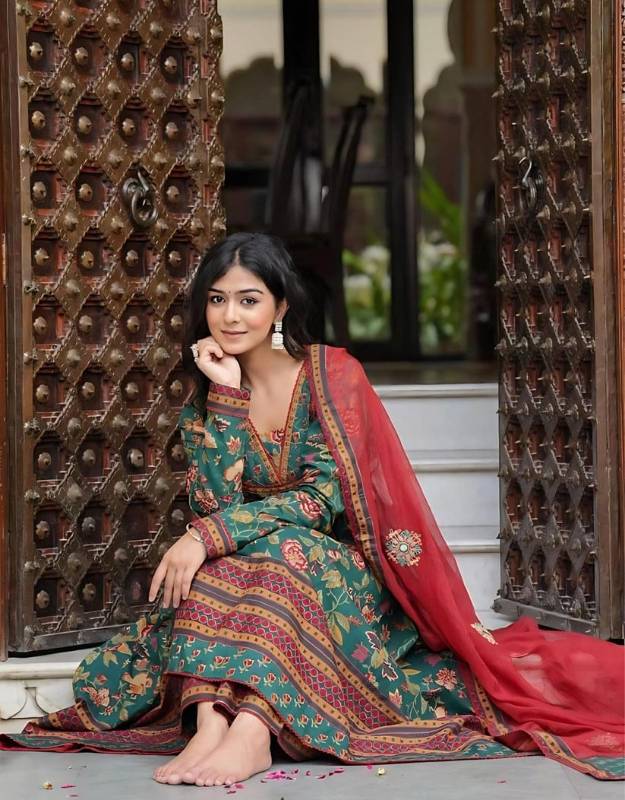 New Anarkali Kurti Plazzo With Dupatta Cotton