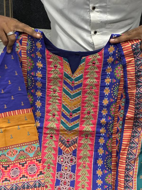 Premium Muslin Pakistani Type Suit Set Top to Bottom Handwork And Printed Dupatta