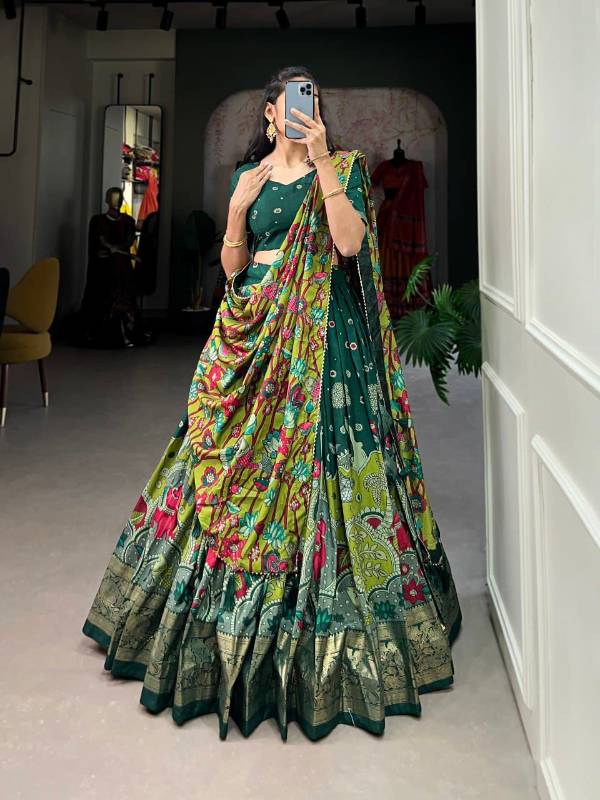Elegant Tussar Silk Lehenga Choli Set with Foil and Mill Print Work | Floral Dupatta | Premium Quality