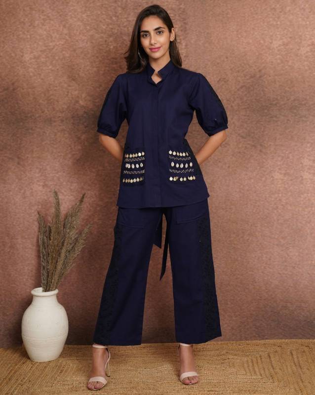 Vatican Co-ord Set – Handwork V-Neck Design | Fully Stitched