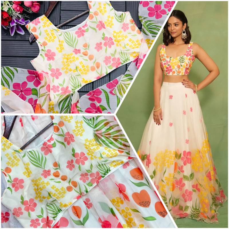 SB-03 Premium Digital Print Teby Silk Lehenga Choli Set