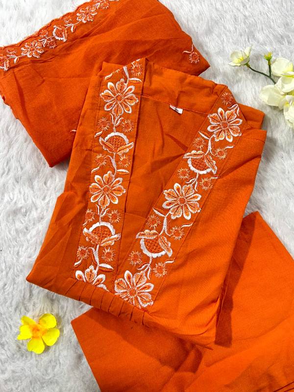 Exquisite Full Anarkali 3-Piece Pure Cotton Embroidered Suit with Dupatta