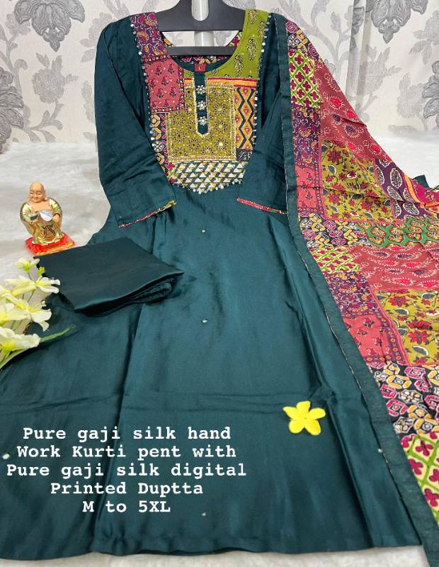 Gajji Silk Kurti Set with Dupatta