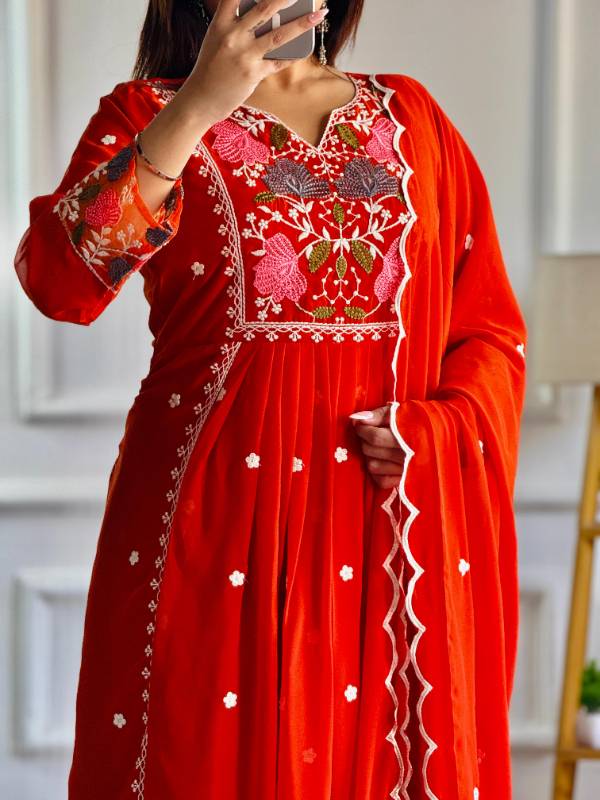Designer Party Wear Top, Pant, and Fancy Dupatta with Intricate Embroidery