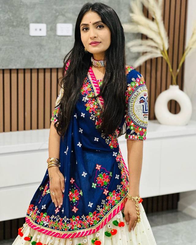Elegant Muslin Cotton Printed Lehenga Choli Set with Real Mirror Work | SF-1498
