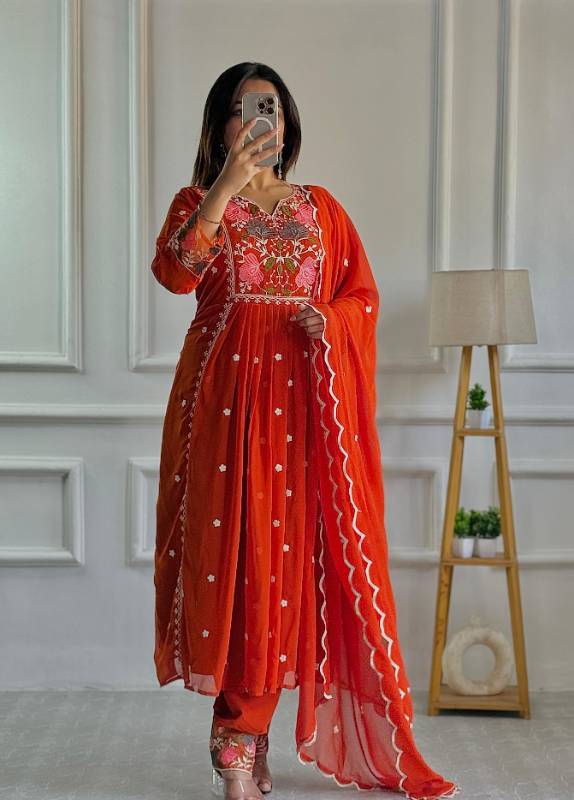 Designer Party Wear Top, Pant, and Fancy Dupatta with Intricate Embroidery