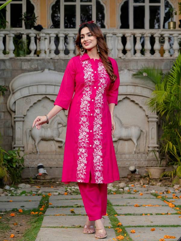 Vatican Co-ord Set – Embroidered V-Neck Design | Fully Stitched
