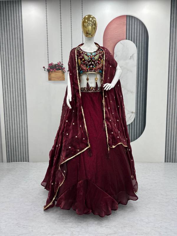 Premium Fendy Embroidered Lehenga Choli with Shrug Dupatta