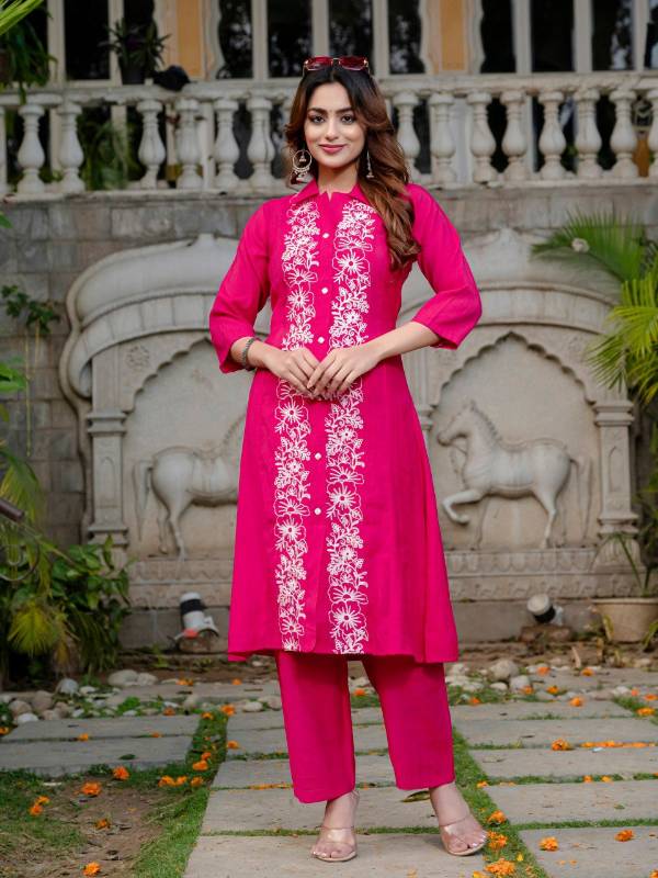 Vatican Co-ord Set – Embroidered V-Neck Design | Fully Stitched