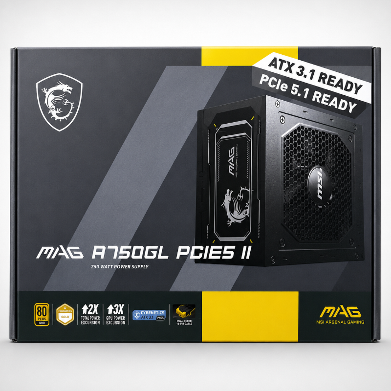 MSI MAG A750GL PCIE5 II 80 Plus Gold 750w Power Supply (Black)