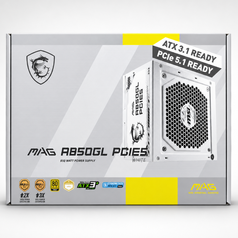 MSI MAG A850GL PCIE5 80 Plus Gold 850w Power Supply (White )