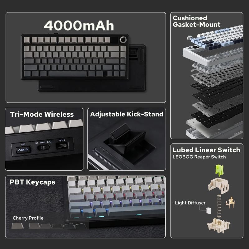 AULA F75 MAX Gasket Wireless Mechanical Keyboard