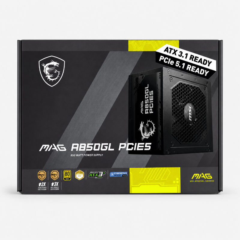 MSI MAG A850GL PCIE5 II 80 Plus Gold 850w Power Supply (Black)