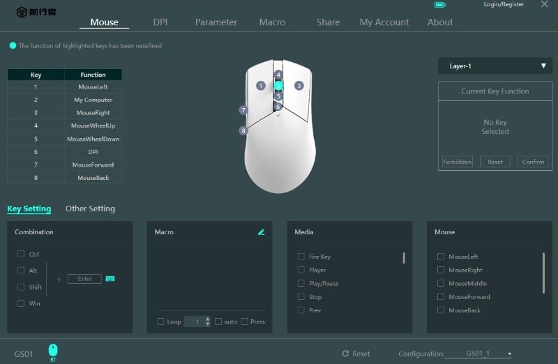 EWEADN GS01 Tri-Mode Wireless Gaming Mouses