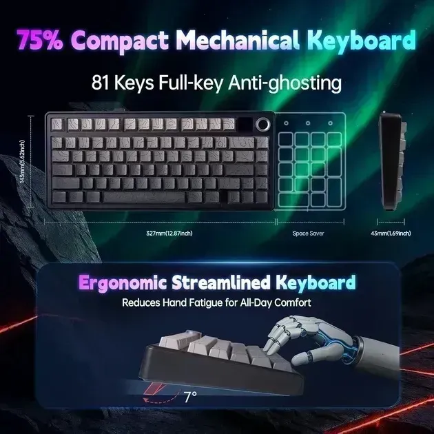 AULA F75 MAX Gasket Wireless Mechanical Keyboard