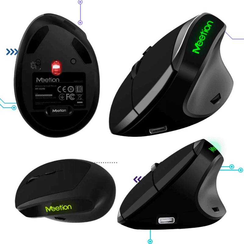 MEETION R390 ERGONOMIC 2.4G WIRELESS VERTICAL MOUSE