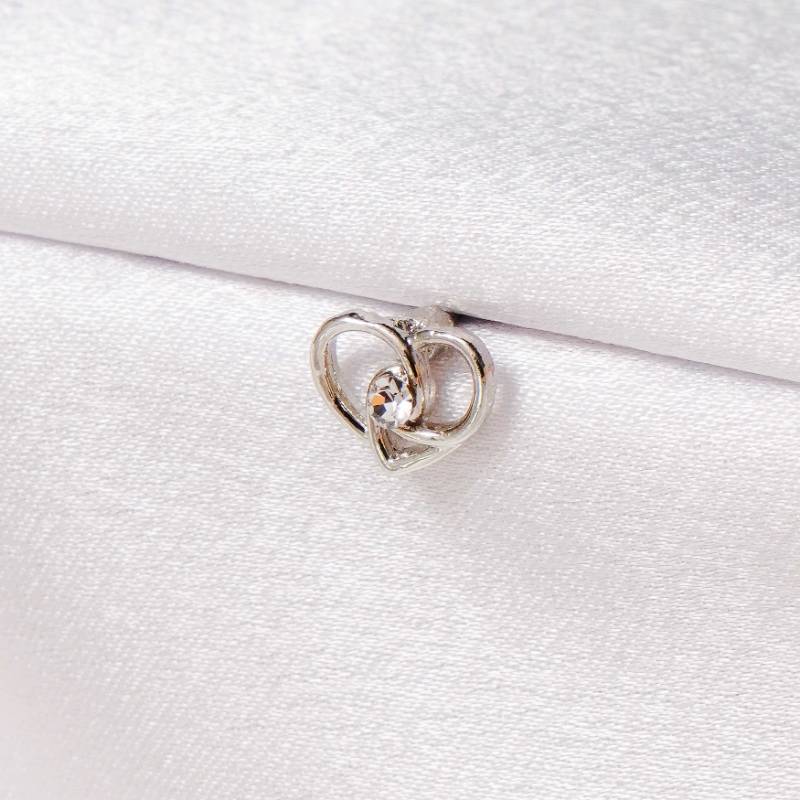 Silver Twisted Heart with White stone | UF201