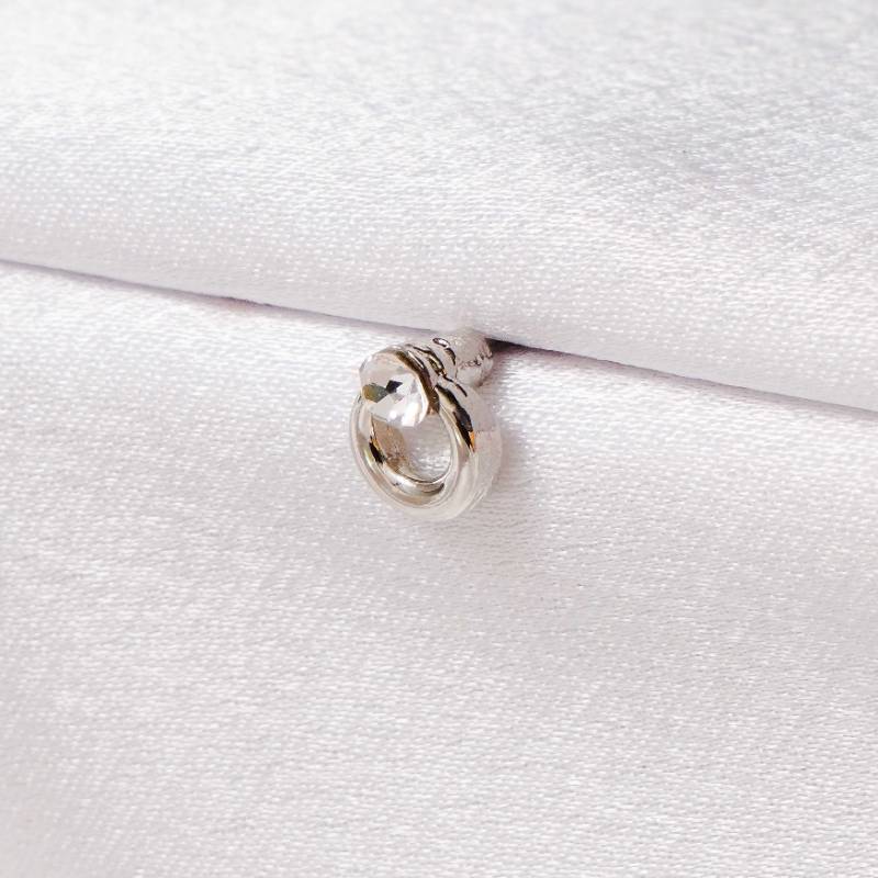 Silver Drop Circle with White stone | UF202