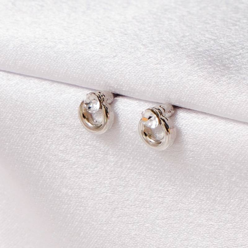 Silver Drop Circle with White stone | UF202